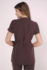 Women's medical jacket with adjustable waistband ZA 15, chocolate, short sleeve, Elegant Stretch