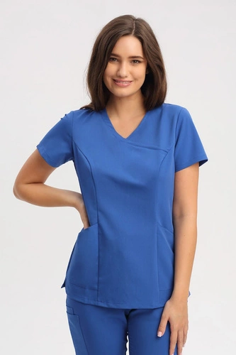 Dopasowana bluza medyczna damska chabrowa BL 62, Elegant Stretch