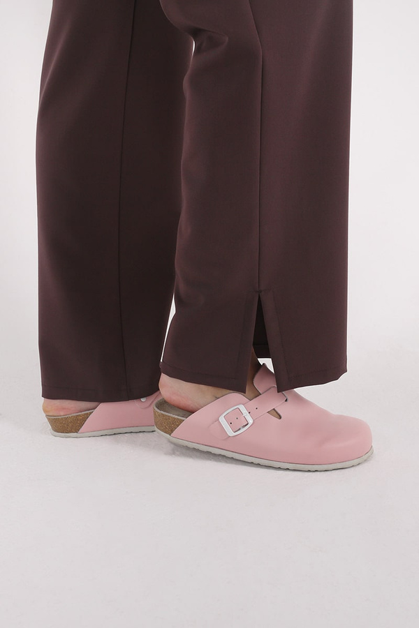 Women's medical trousers with wide legs SE 76, chocolate, Elegant Stretch