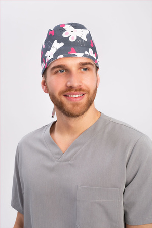Surgical cap with terry cloth band - pattern Mice