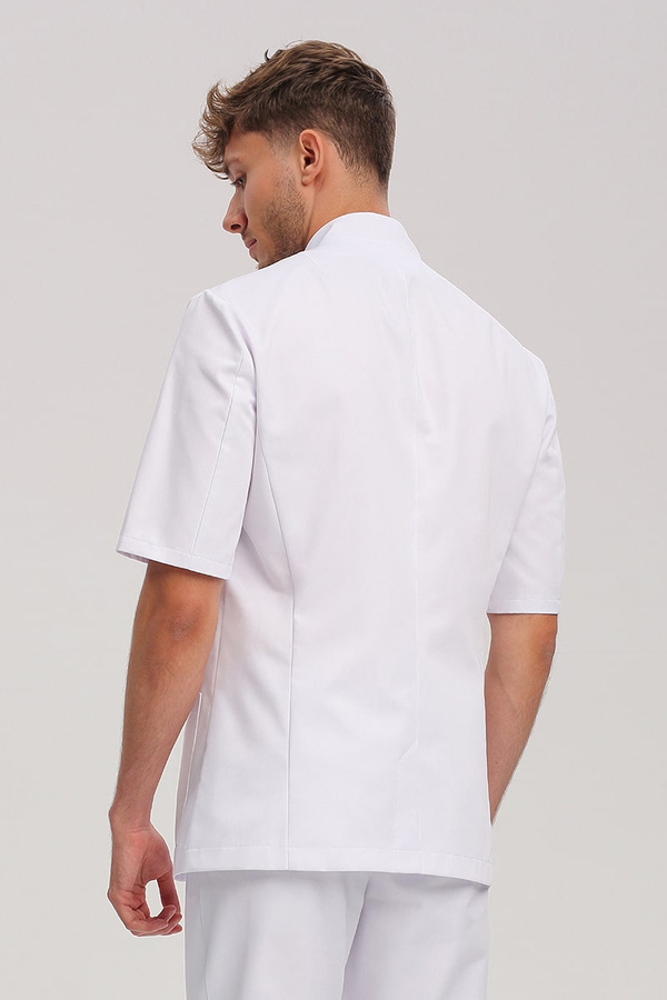 Men's medical jacket MA 29, white, short sleeve, Premium