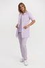 Women's medical lab coat FA 41.0, lavender, short sleeve, Elegant Stretch