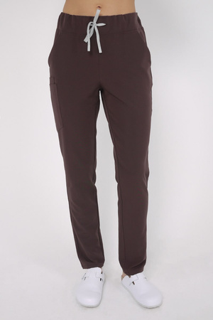 Women's Scrub Pants SE 96, chocolate, Elegant Stretch
