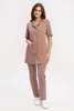 Women's medical lab coat FA 41.0, mocha, short sleeve, Elegant Stretch