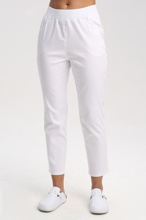 Spodnie medyczne damskie białe SE 72.2, Premium Stretch Cotton