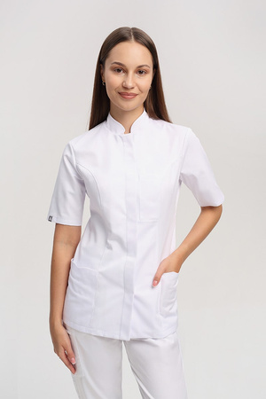 Żakiet medyczny damski biały ZA 16, krótki rękaw, Premium