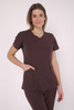 Women's Scrub Top BL 62, chocolate, Elegant Stretch