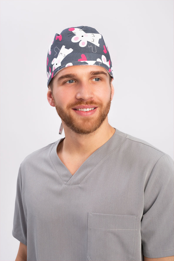 Surgical cap with terry cloth band - pattern Mice
