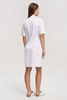 White medical dress with stand-up collar SU 16, short sleeve, Premium
