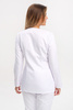 Żakiet medyczny damski biały z uniwersalnym dekoltem ZA 08, długi rękaw, Premium Stretch Cotton