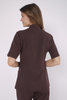 Women's medical jacket ZA 16, chocolate, short sleeve, Elegant Stretch