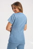 Women's medical scrub top BL 50, denim, short sleeve, Comfort Stretch