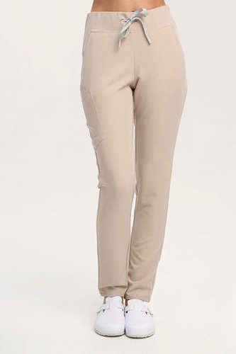 Women's Scrub Pants SE 96, beige, Elegant Stretch