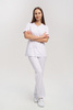 Women's medical jacket with universal neckline ZA 08, white, short sleeve, Premium Stretch Cotton