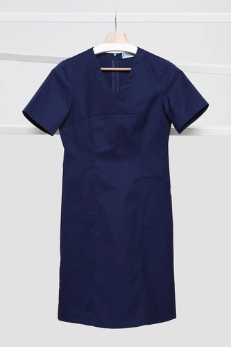 Sukienka medyczna granatowa SU 34, krótki rękaw, Premium