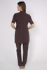 Women's medical lab coat FA 41.0, chocolate, short sleeve, Elegant Stretch