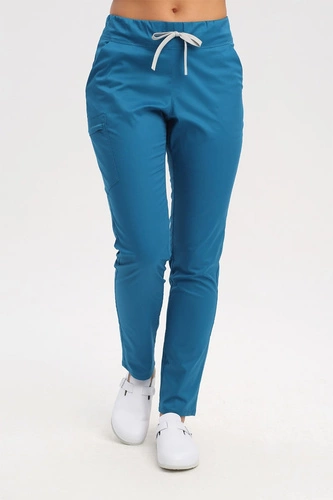 Spodnie medyczne damskie turkus ciemny SE 92, Comfort Stretch