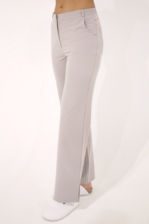 Women's medical trousers with wide legs SE 76, warm grey, Elegant Stretch