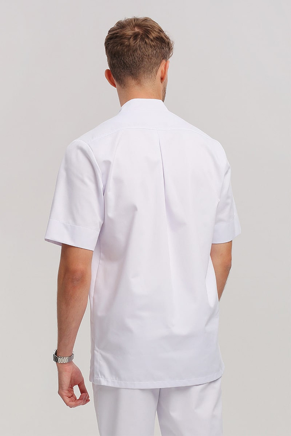 Men's medical blouse BL 58, white, short sleeve, Premium
