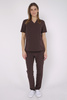 Women's loose medical sweatshirt BL 63, chocolate, short sleeve, scrubs Elegant Stretch