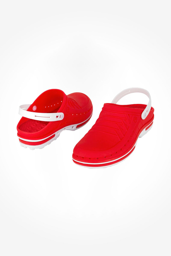 Operating Room Clogs Wock Clog 17 with strap, red and white, unisex
