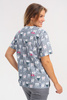 Women's loose-fitting medical sweatshirt BL 63, pattern Funny teeth, short sleeve