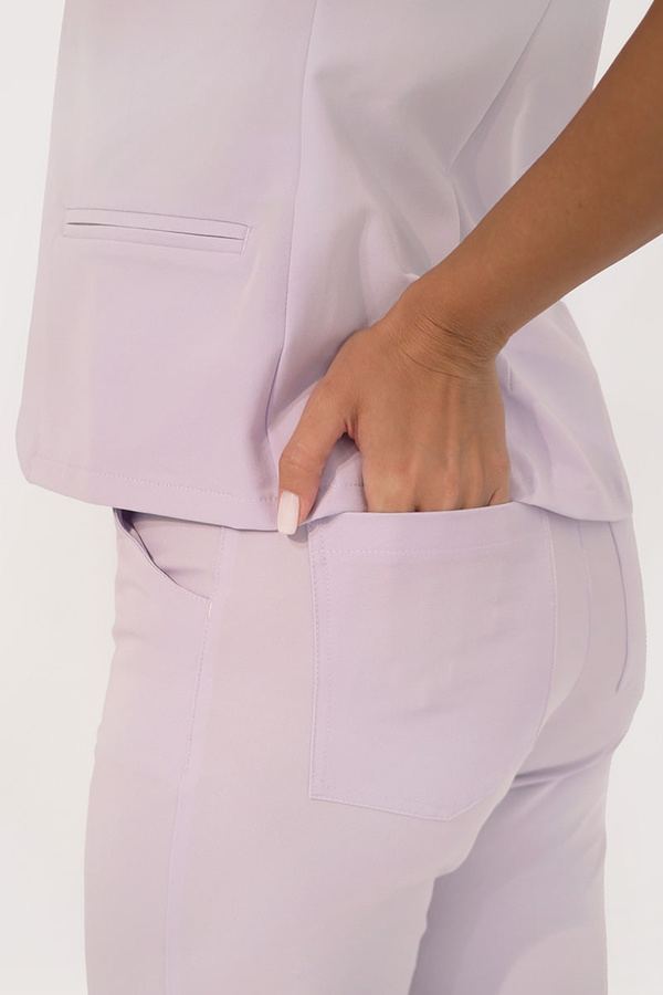 Women's medical trousers with wide legs SE 76, lavender, Elegant Stretch