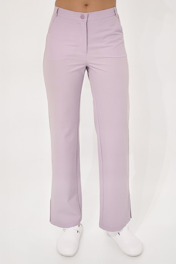 Women's medical trousers with wide legs SE 76, lavender, Elegant Stretch