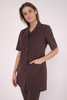 Women's medical lab coat FA 41.0, chocolate, short sleeve, Elegant Stretch