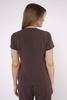 Women's medical blouse BZ 01, chocolate, short sleeve, Elegant Stretch