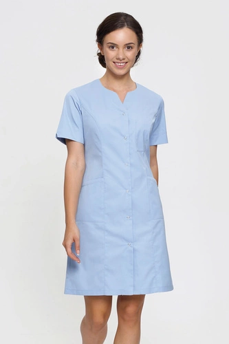 Sukienka medyczna jasnoniebieska SU 08, krótki rękaw, Premium