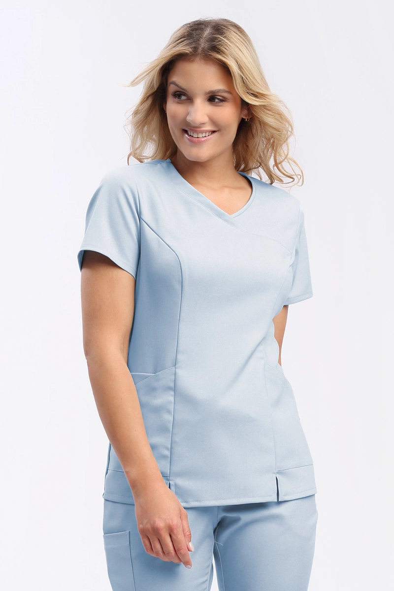 Outlet) Women's medical scrub top BL 62, baby blue, Elegant
