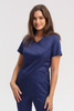 Women's medical scrub top BL 60, light navy blue, short sleeve, Comfort Stretch
