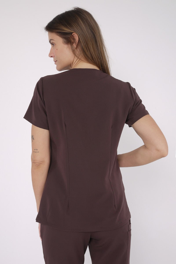 Dopasowana bluza medyczna damska czekoladowa BL 62, Elegant Stretch