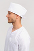 Surgical cap with terry cloth band, white