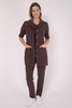 Women's medical lab coat FA 41.0, chocolate, short sleeve, Elegant Stretch