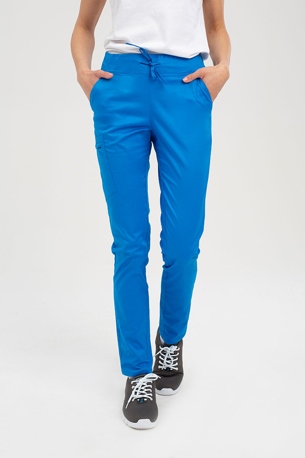 Spodnie medyczne damskie chabrowe SE 92, Comfort Stretch