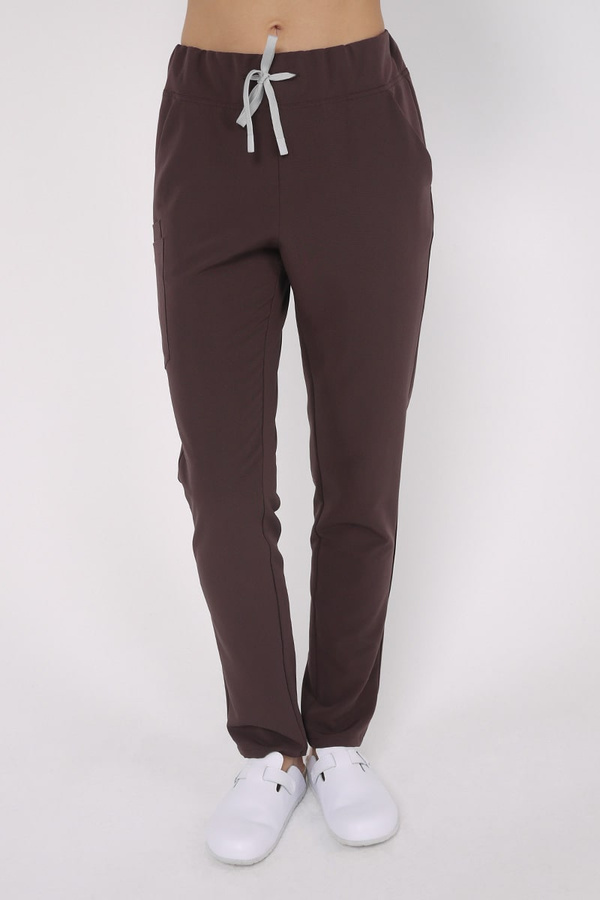 Spodnie medyczne damskie czekoladowe SE 96, Elegant Stretch