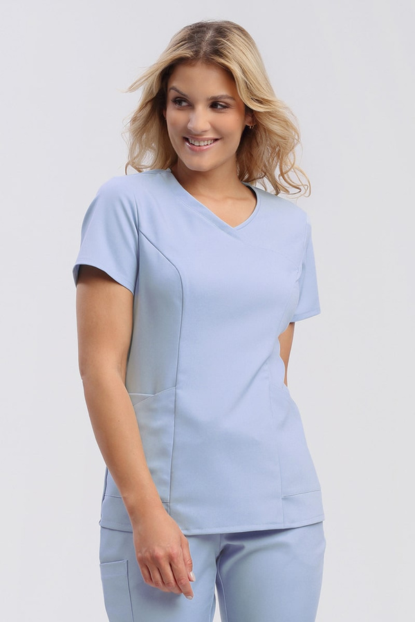 Dopasowana bluza medyczna damska błękitna BL 62, Elegant Stretch
