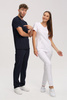 Fitted women's medical blouse BL 62, white, scrubs Premium Stretch Cotton