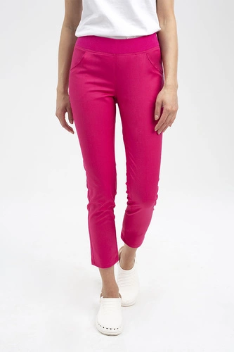 Spodnie medyczne damskie w kolorze fuksja SE 72, Premium Stretch