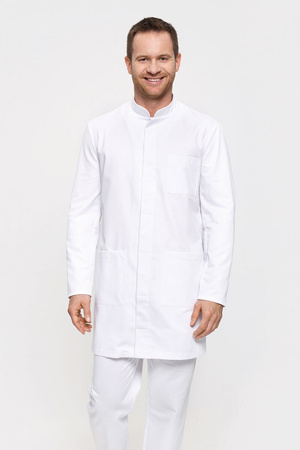 White men's medical lab coat FA 49, long sleeve, Premium