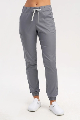 Spodnie medyczne damskie joggery szare SE 92, Comfort Stretch
