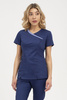 Women's medical blouse BL 50, light navy blue with contrasting details, short sleeve, Comfort Stretch