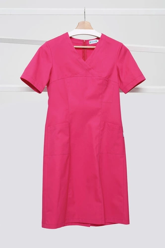 Medical dress SU 34, fuchsia, short sleeve, Premium