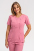 Women's medical jacket with side fastening ZA 09, coral pink, short sleeve, Elegant Stretch