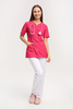 Women's medical jacket with neckline ZA 08, fuchsia, short sleeve, Premium