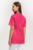 Women's medical jacket with neckline ZA 08, fuchsia, short sleeve, Premium