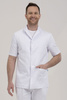 Men's medical jacket MA 26, white, short sleeve, Premium