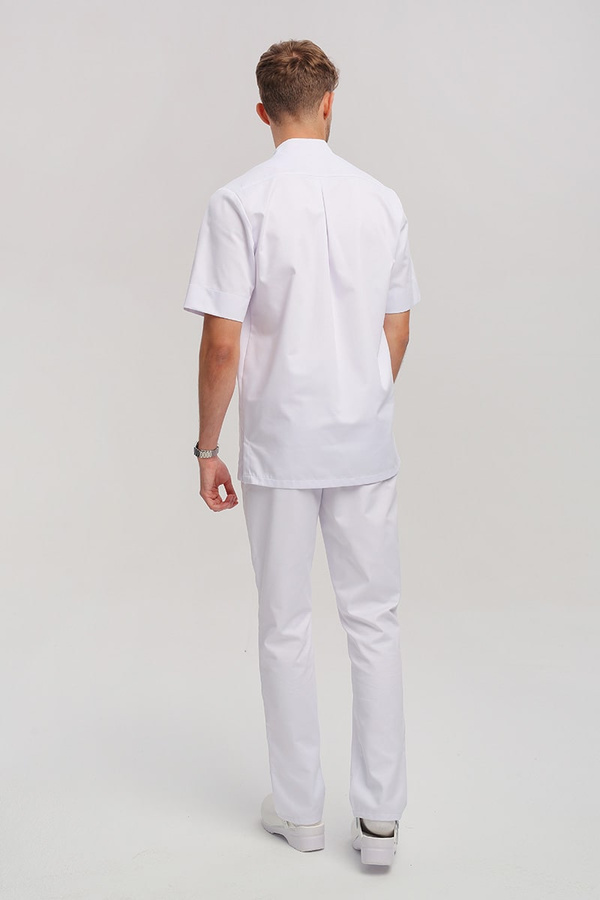 Men's medical blouse BL 58, white, short sleeve, Premium